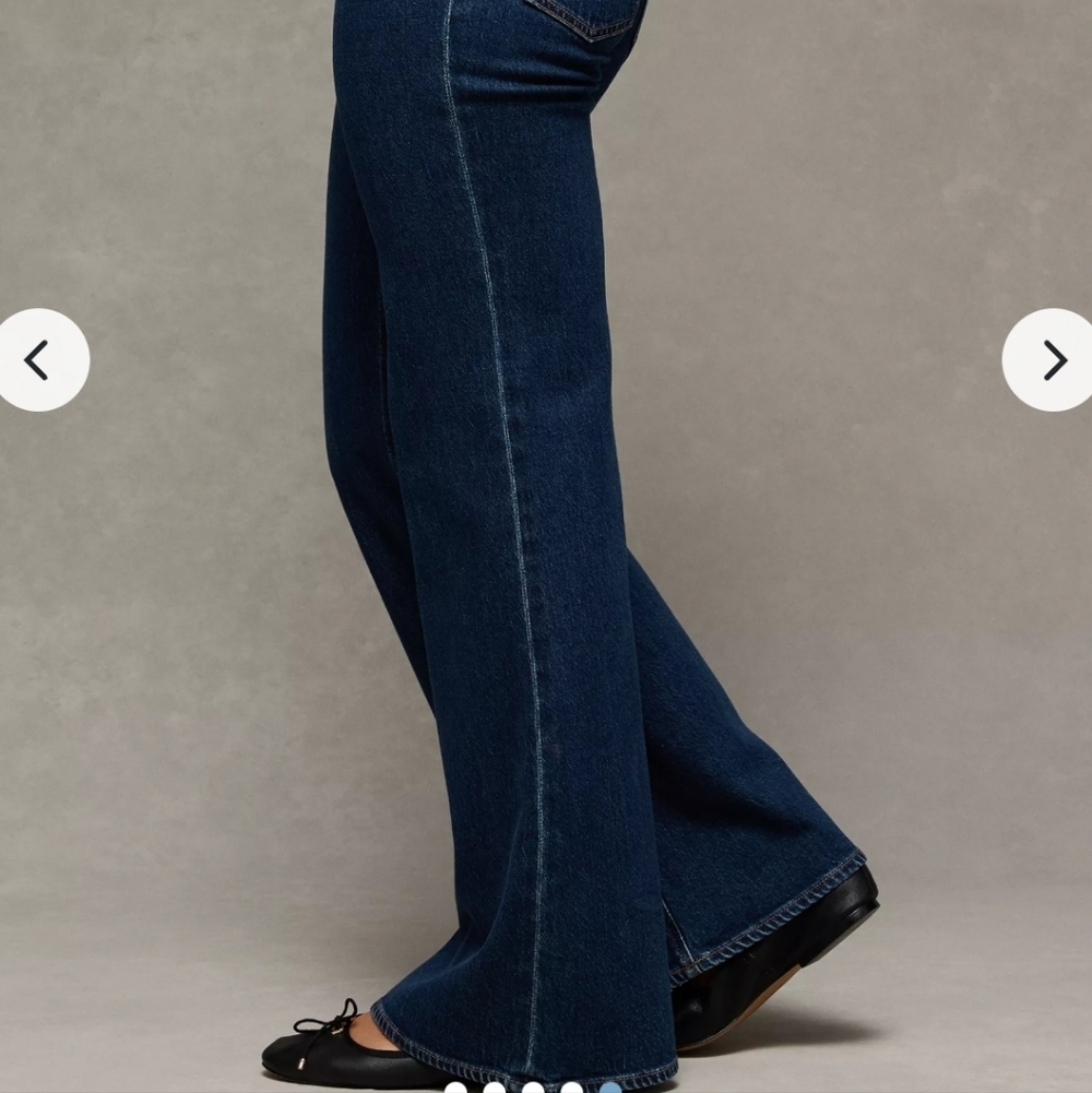 American Eagle Stretch High-Waisted Flare Jeans W/ Horsebit Chain Detail - Picture 3 of 9